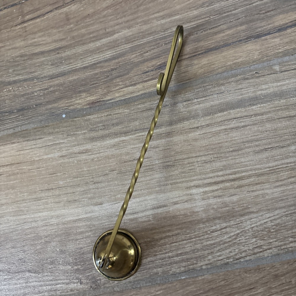 Brass Plated Twisted Handle Vintage Rounded Bell Candle Snuffer 8" - Picture 2 of 6